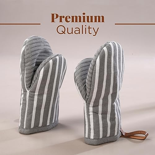 Oven Mitts Striped Gray (2 Count)
