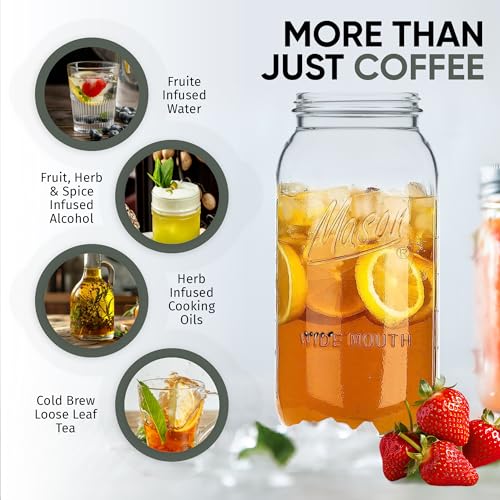 The TUBE+ Cold Brew Coffee Maker and Tea Infuser for Wide Mouth Mason Jars