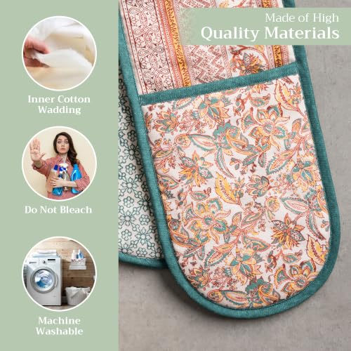 Double Oven Mitts 100% Cotton Double Oven Glove
