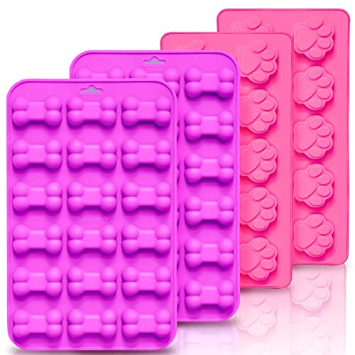 Reusable Silicone Molds with Puppy Dog Paw and Bone Shaped