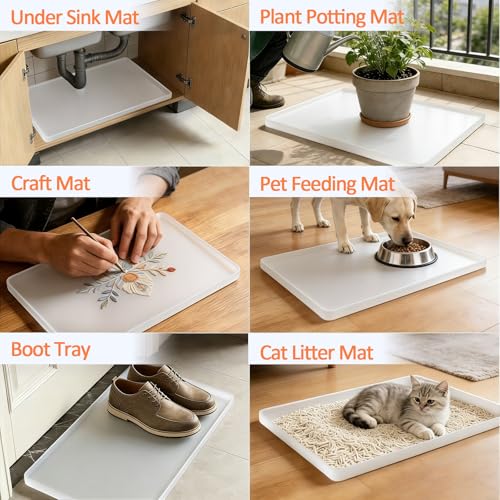 Silicone Coffee Maker Mat with Lip for Countertops 15.7''x11.8''Translucent