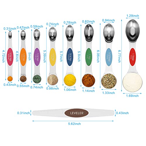 9 PCS MultiColor Magnetic Measuring Spoons Set