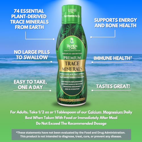 Premium Ionized Plant Based Trace Minerals Liquid Formula (16 Fl Oz)