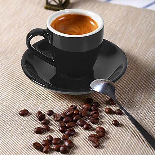 Porcelain Espresso Cup with Saucer And Stainless Steel mini Spoons (7 Count)