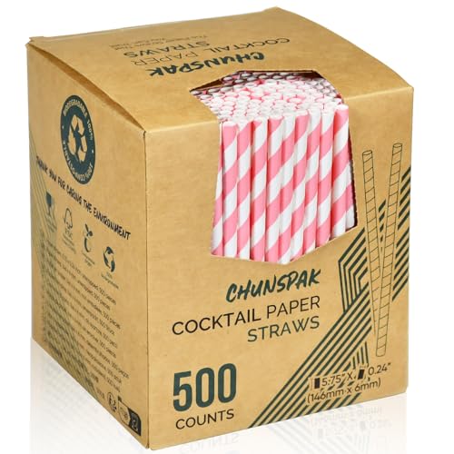 5.75 inch Short Pink Paper Straws 500 Counts