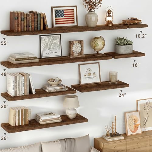 10 Inch Deep Floating Shelves for Wall 55” Set of 2 (2 Count)