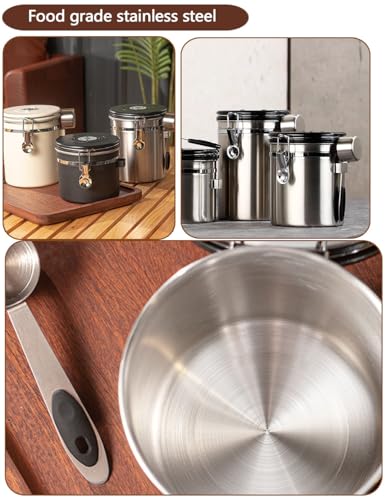 Coffee Canister Airtight Storage Container 1.8L Stainless Steel Air Tight Coffee Jar with Scoop
