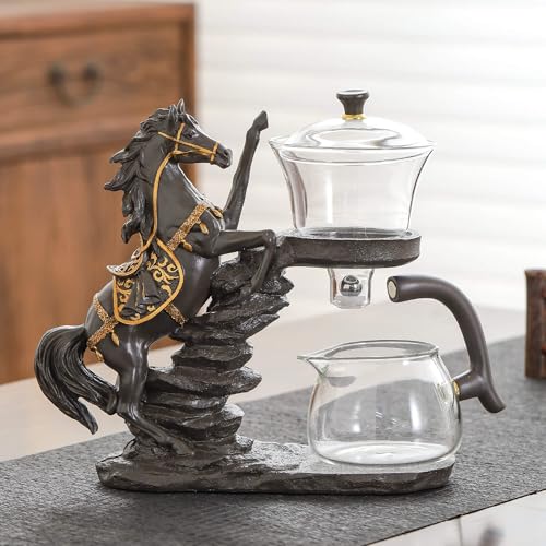 Glass Kungfu Teapot Set Tea maker with Infuser Semi Automatic Tea Set (12 Ounce)