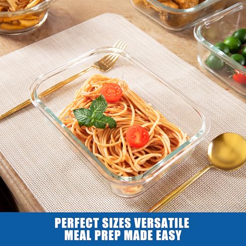 5 Pack Borosilicate Glass Containers with Tempered Glass Lids (5 Count)
