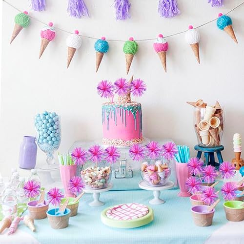 30 PCS Foil Firework Cupcake Toppers Happy Birthday Cupcake Toppers Sparkle Tinsel Flower Drink Stirrers Cocktail Fruit Toothpicks for Valentine's Day Baby Shower Party Cake Decor Supplies Rose Red (30 Count)