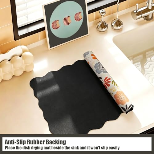 Scalloped Dish Drying Mats for Kitchen Counter