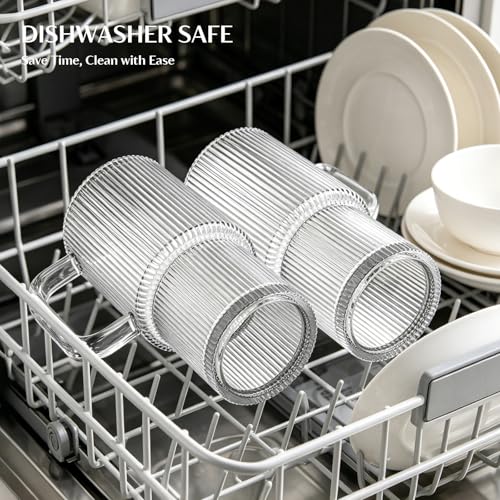 24 oz Ribbed Glass Tumbler with Handle