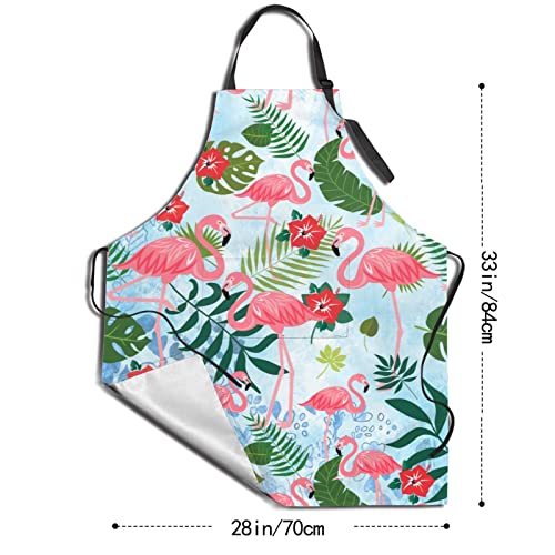Pink Flamingo Waterproof Work Aprons With 2 Pockets Gift For Mens Womens