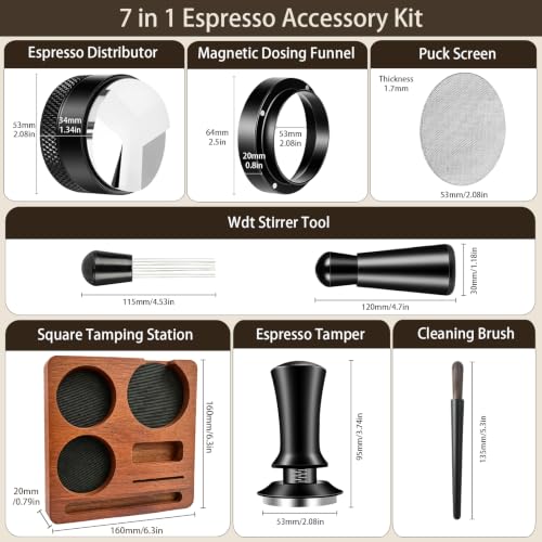 7 Pcs 54mm Espresso Accessories Kit for Coffee WDT Tool Accessories Set