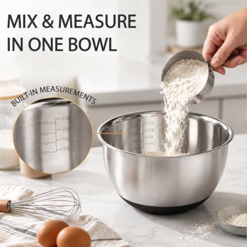 Stainless Steel Mixing Bowls with Lids (5 Count)