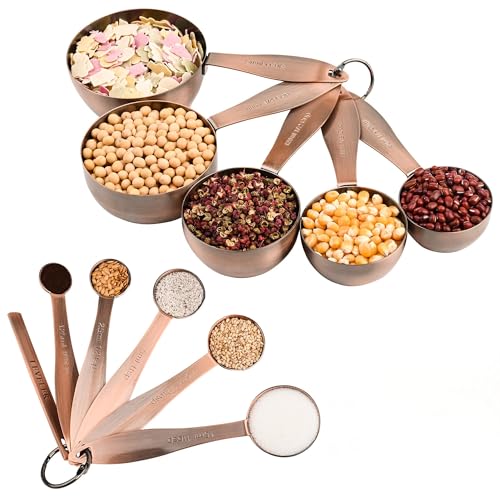 Copper Plated Measuring Cups and Spoons Set