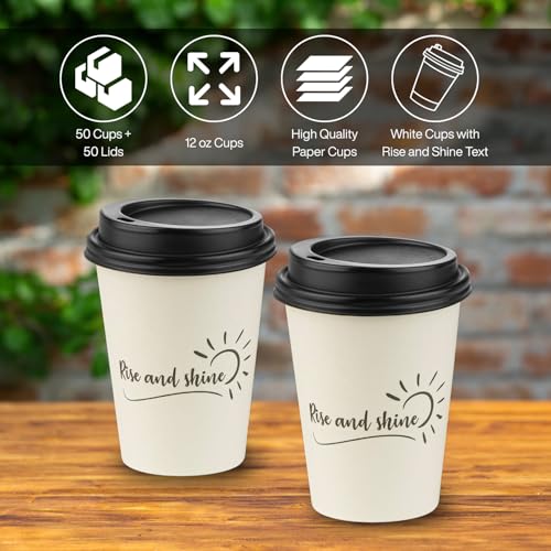 Disposable Coffee Cups with Lids (50 Count)