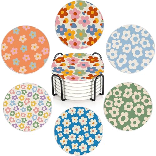 Drink Coasters Set of 6 with Holder