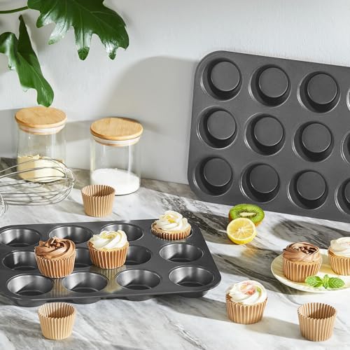 Muffin Pans with 120 Natural Parchment Liners (2 Count)