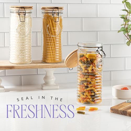 Tall Glass Pasta Storage Containers with Airtight Clasp Lids