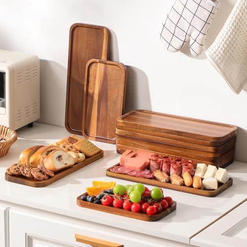 Acacia Wood Serving Platters and Trays (10 Count)