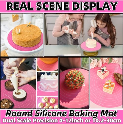 Silicone Baking Mat Cake Mat Silicone Cake Mat Silicone Baking Mat with Measurements for CakeTurntable Stand Non