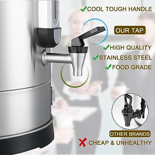 Commercial Coffee Maker 100 Cup Large Coffee Urn 4 Gallon 16L Industrial Coffee Dispenser 1300W Quick Brew Dual Wall Stainless Steel Hot Water Urn & Tea Maker for Catering