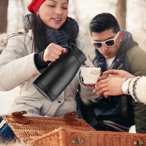 2 Pcs Thermal Coffee Carafe Insulated Stainless Steel Coffee Carafe for Hot Liquid Vacuum Thermal Pot Creamer Pitcher Dispenser with Brushes Keeping Hot Water Milk (2 Count)