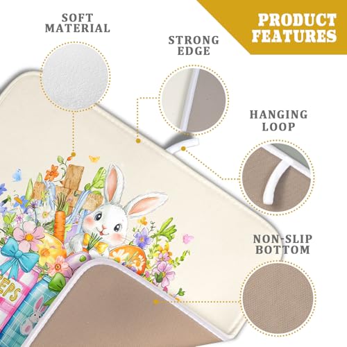 Easter Bunny Carrots Dish Drying Mat for Kitchen Counter