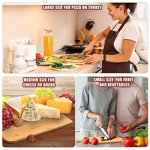 12 Packs 17 x 13 Inch Wooden Bamboo Cutting Board Set with Handles Large Kitchen Serving Plain Chopping Board Bulk Gifts for Mom for Vegetables Meat Pizza Cheese Fruit Bread (12 Count)