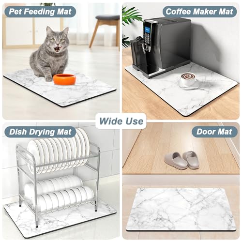 Coffee Mat 12" x 19" Cute Marble Style Coffee Bar Mats for Espresso Machine Station Accessories and Organizer
