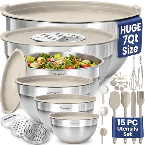 6Pc Stainless Steel Mixing Bowls with Lids Set