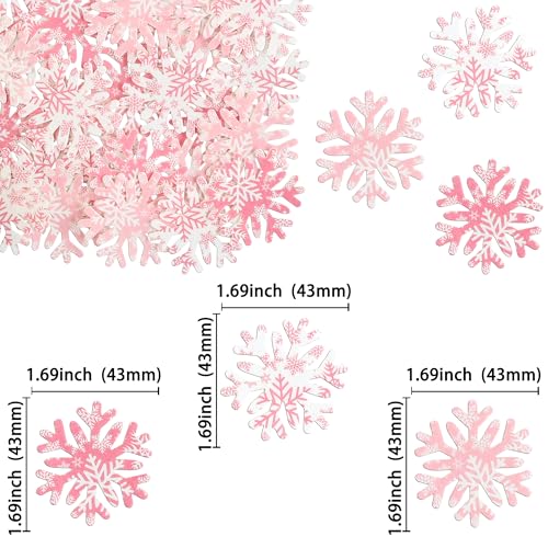 50Pcs Edible Snowflake Cupcake Cake Toppers Wafer Paper Snowflake Cake Decorations for Christmas Winter Frozen Theme Party Supply Decoration Multi Pink (60 Count)