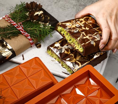1 Inch Deep Dubai Chocolate Bar Mold Deep with Diamond Shapes