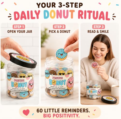 Positive Donut Jar with 60 Affirmation Cards