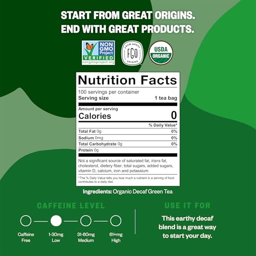 Organic Green Decaf Tea (100 Count)