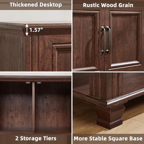 Farmhouse Coffee Bar Cabinet with Open Shelf