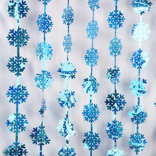 Blue Hanging Foil Fringe Snow Flakes Party Snowflake Backdrop (2 Count)