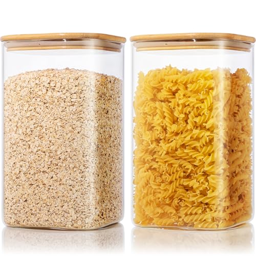 168oz 2 Pack Large Glass Storage Containers with Lids for Pantry Storage (2 Count)