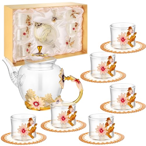 7 Pcs Floral Tea Set for Women (7 Count)