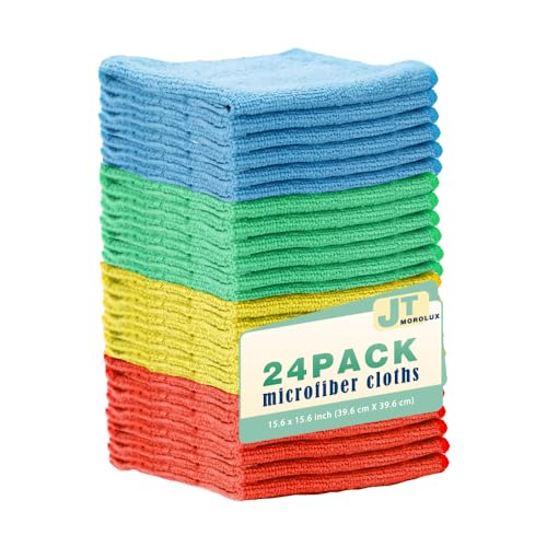 24 Pack 16'x16' Microfiber Household Cleaning Cloths (24 Count)