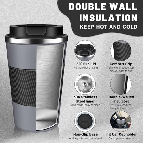 Insulated Coffee Tumblers with Flip Lid 12oz