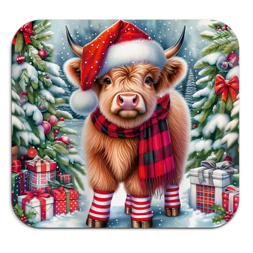 Christmas Highland Cow Dish Drying Mat