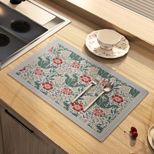 Floral Dish Drying Mat Absorbent Coffee Mat