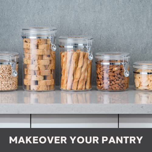 4pc Clear Canister Set with Clamp Lids Airtight Containers in Sizes Ideal for Kitchen & Pantry Storage of Bulk