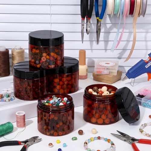 4 Pcs Plastic Jars Wide Mouth with Lids (4 Count)