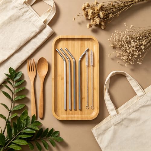 10 Pcs Stainless Steel Straws (10 Count)