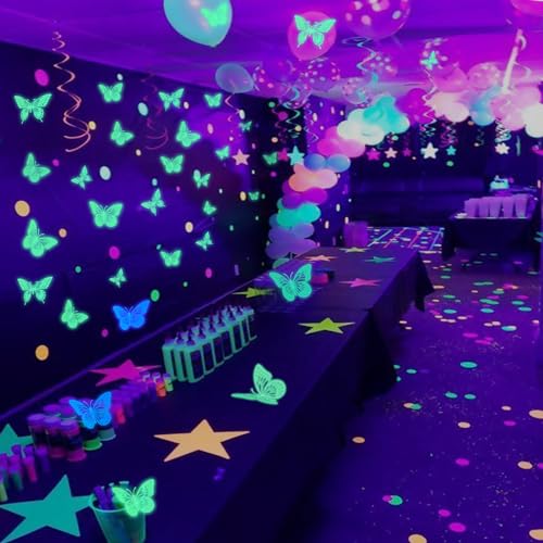 Glow in The Dark 3D Butterfly 24 Pcs 3 Sizes (24 Count)