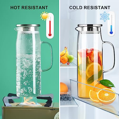 Glass Pitcher with Lid and Spout 50oz