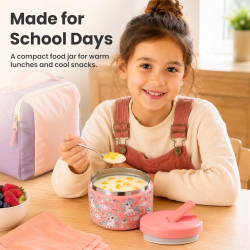 12oz Insulated Vacuum Food Jar with Buckle Lid Wide Mouth Soup Thermo for Hot Food Kids Leakproof Stainless Steel Lunch Container